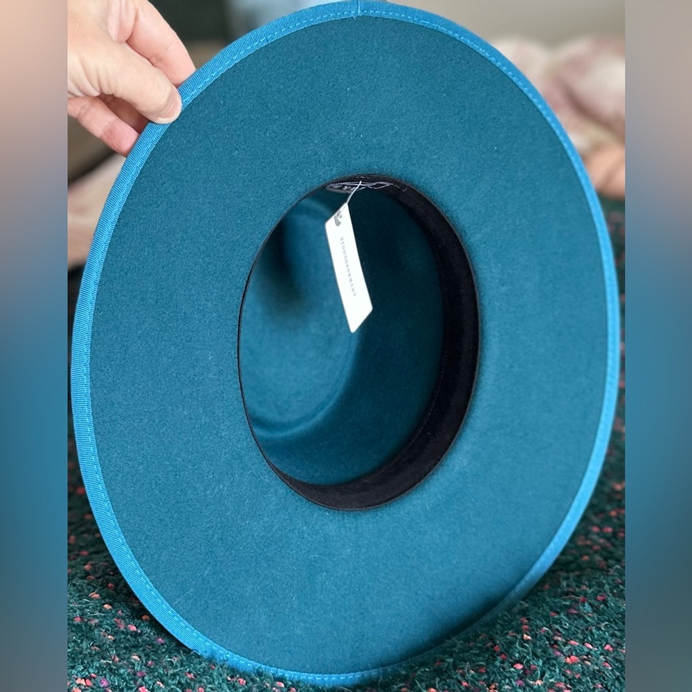 ‼️RARE‼️🎸WYETH🎸🔥NWT🔥Teal Wide Brim Hat with Black Band - Picture 11 of 16